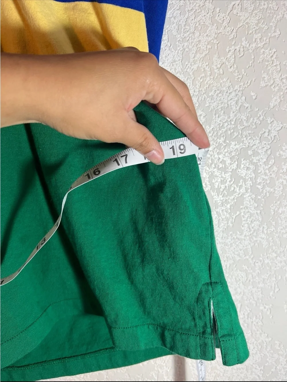Ralph Lauren Green Polo with Yellow and Blue Stripes